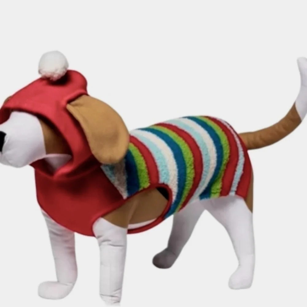 Target Holiday Striped Sherpa Dog Cat Sweater from Wondershop™ w/ Hood Size M